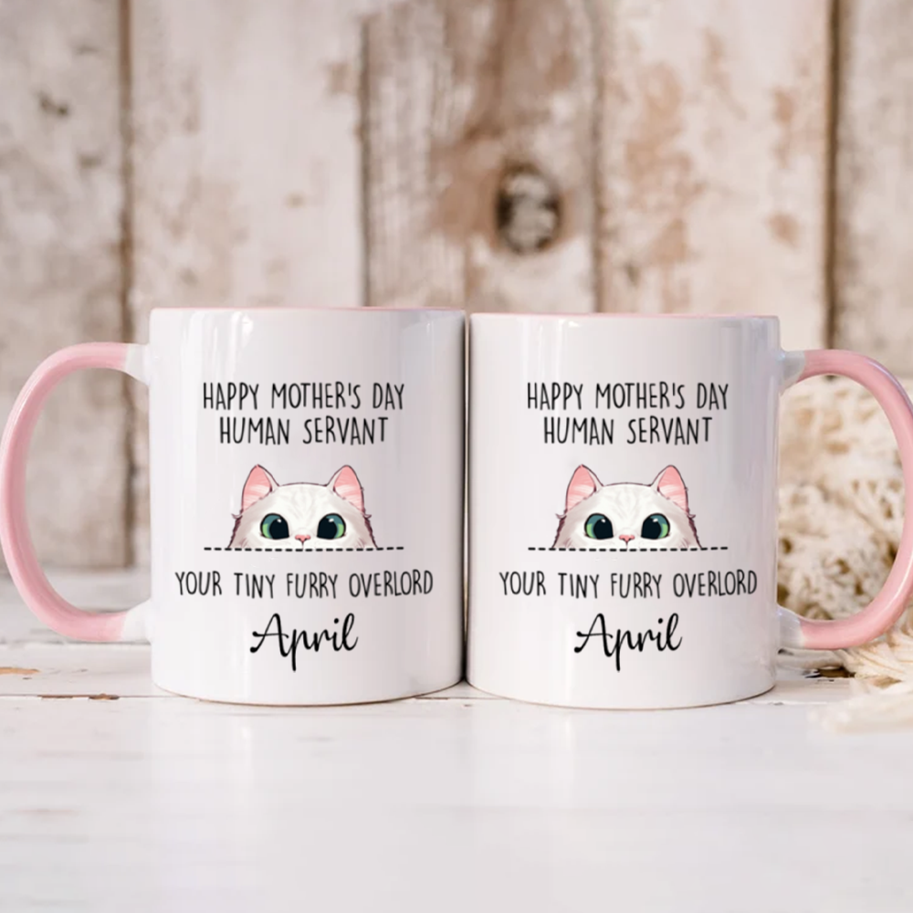 ETT406 Happy Mother's Day Father's Day Human Servant Your Tiny Furry Overlord-Personalized Custom Coffee Mug