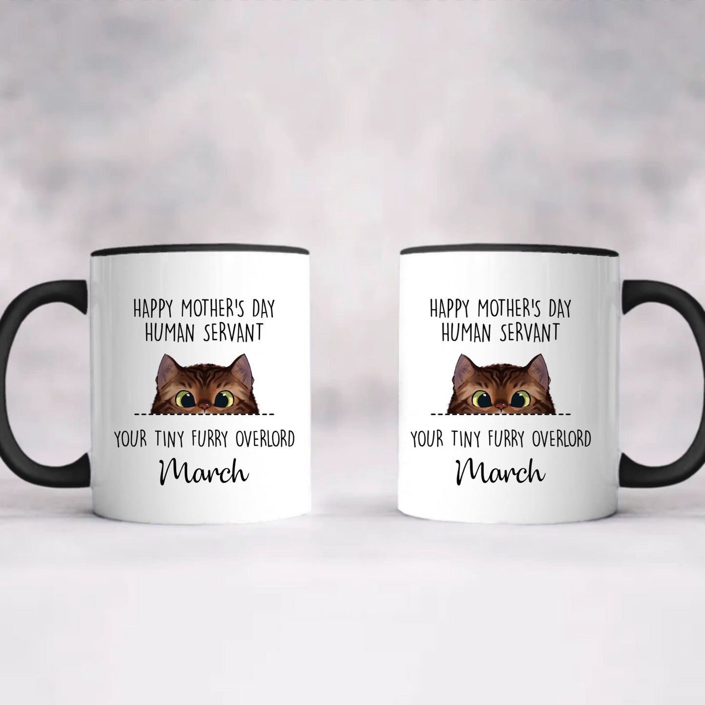 ETT406 Happy Mother's Day Father's Day Human Servant Your Tiny Furry Overlord-Personalized Custom Coffee Mug