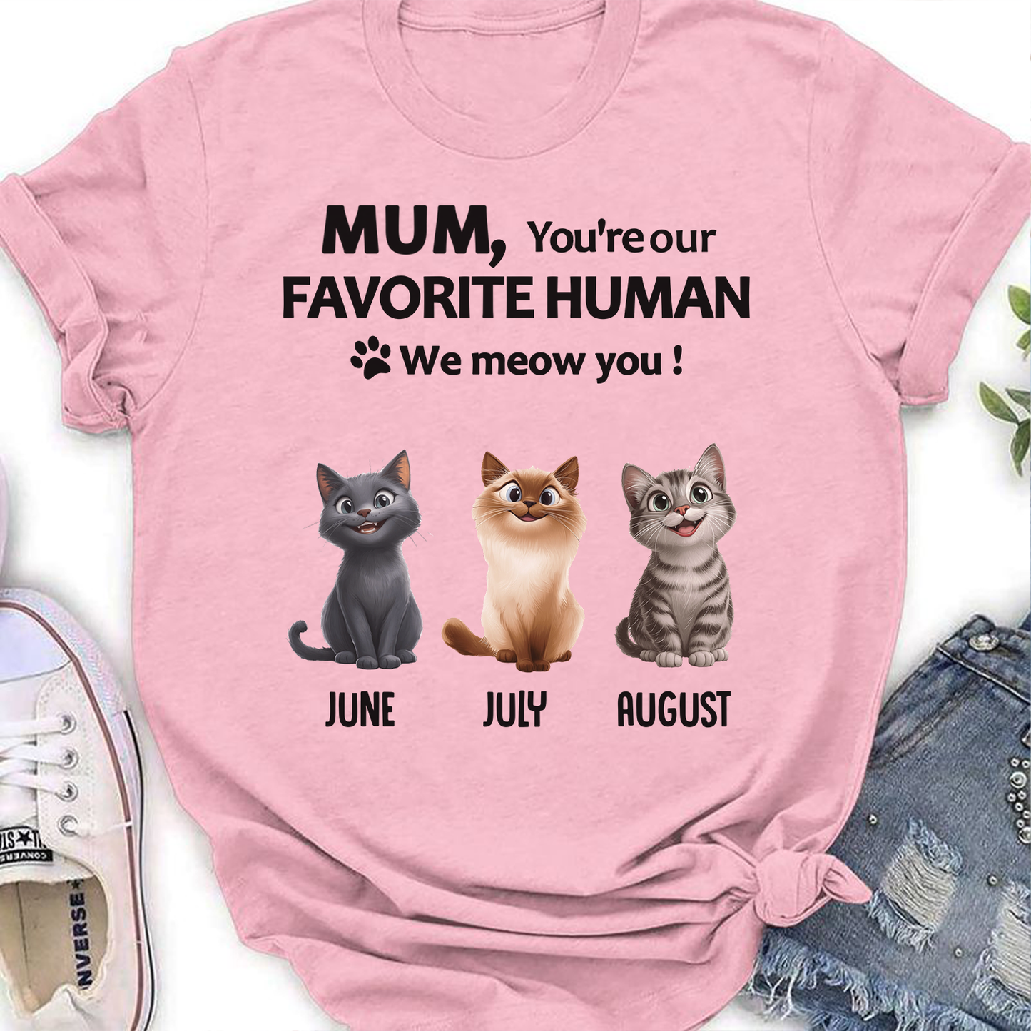 Miah1512 Dad Mom You're My Favorite Human I Meow You-Personalized Custom T-shirt