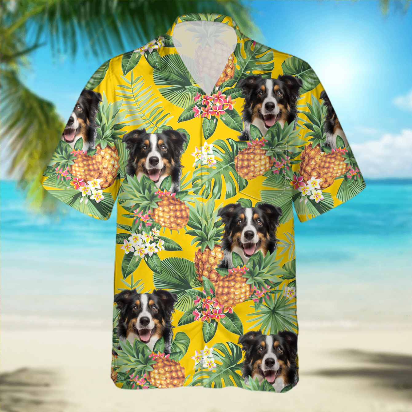 PSH06 Personalized Photo Upload Dog Lover Pineapple Hawaiian Shirt