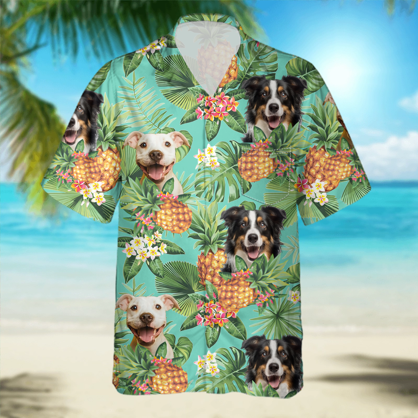 PSH06 Personalized Photo Upload Dog Lover Pineapple Hawaiian Shirt