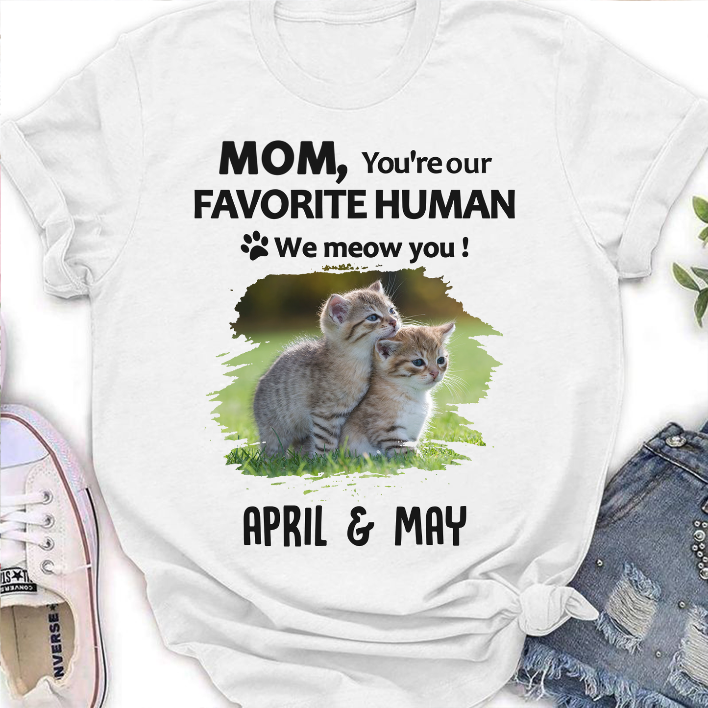 Miah1512 Dad Mom You're My Favorite Human I Meow You-Personalized Custom T-shirt