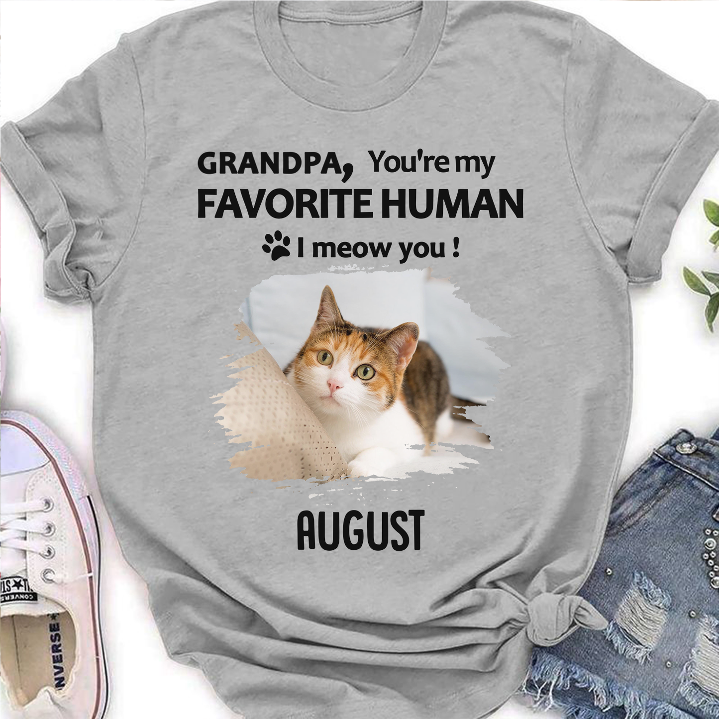 Miah1512 Dad Mom You're My Favorite Human I Meow You-Personalized Custom T-shirt