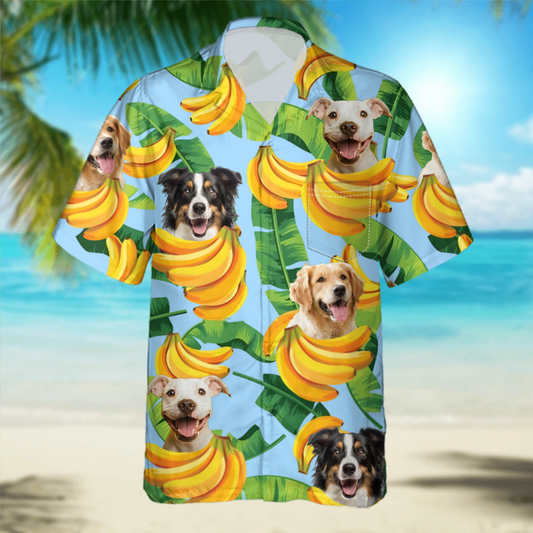 PSH03 Personalized Photo Upload Dog Lover Banana Hawaiian Shirt