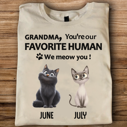 Miah1512 Dad Mom You're My Favorite Human I Meow You-Personalized Custom T-shirt