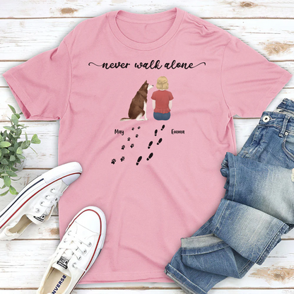 PST30 Never Walk Alone Female Male Dog Back