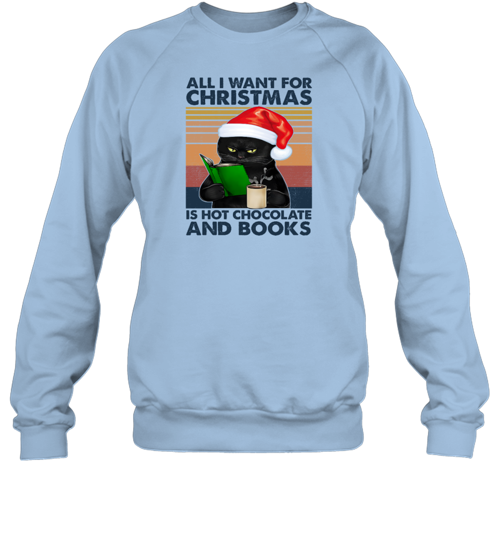 Miah888a All I Want For Christmas Is Hot Chocolate And Books Cat