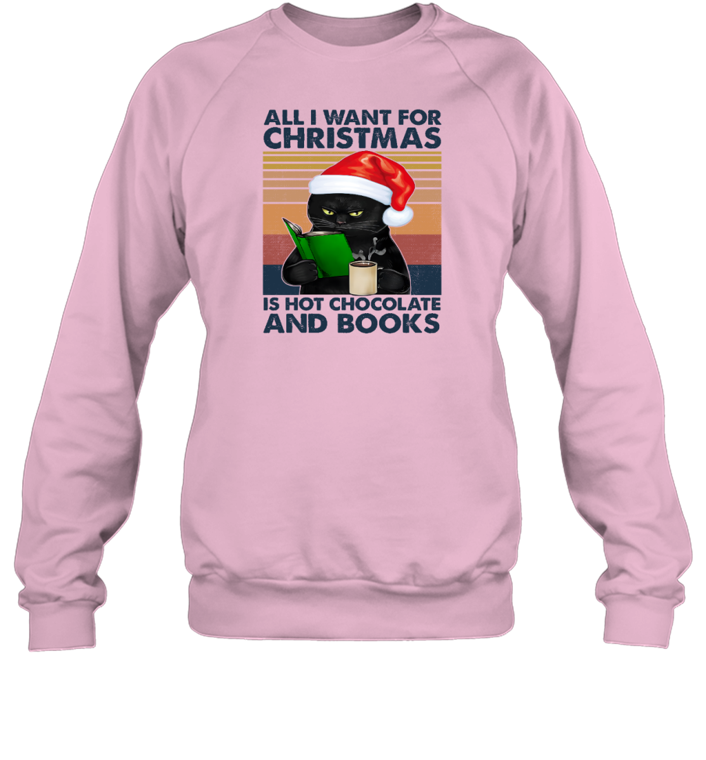 Miah888a All I Want For Christmas Is Hot Chocolate And Books Cat