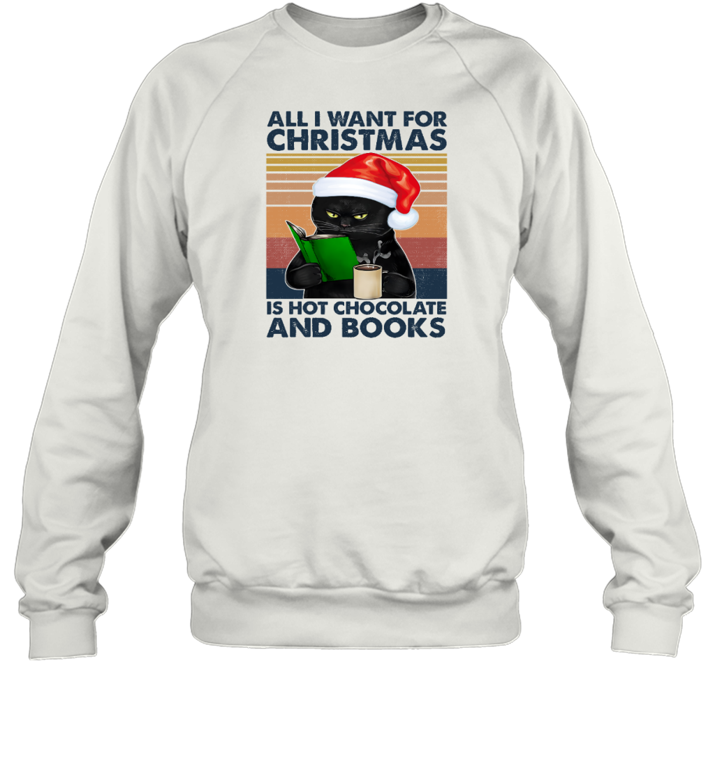 Miah888a All I Want For Christmas Is Hot Chocolate And Books Cat