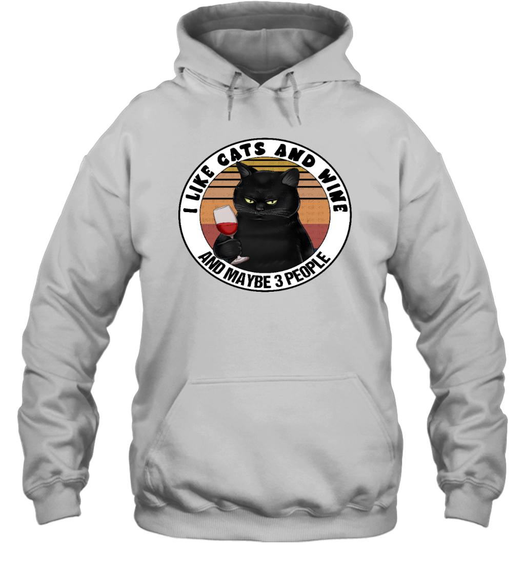 ETT919a I Love Cats And Wine And Maybe 3 People