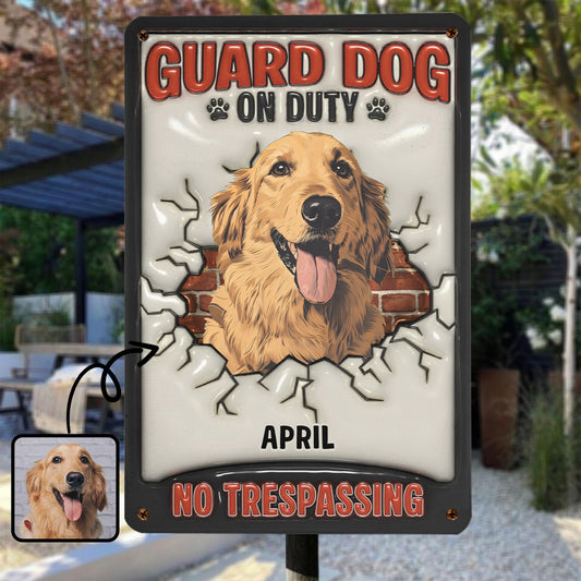 PSMT10 Guard Dogs On Duty No Trespassing-Personalized Custom Metal Sign 3D Inflated Effect